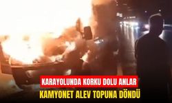 Kamyonet bir anda alev topuna döndü