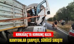 Kırkağaç’ta korkunç kaza: Kamyonlar çarpıştı, sürücü sıkıştı!