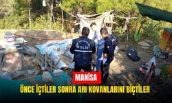 Manisa'da alkol alan şahıslar arı kovanlarını parçaladılar