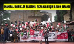 Manisa'da balonlar Filistin için bırakıldı