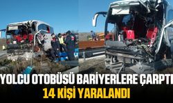 Yolcu otobüsü bariyerlere çarptı: 14 yaralı