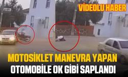 Motosiklet otomobile ok gibi saplandı