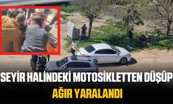 Seyir halindeki motosikletten düştü