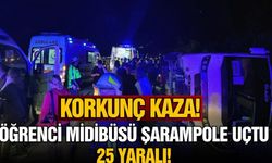 Öğrencileri taşıyan midibüs şarampole uçtu: 25 yaralı