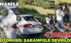 Manisa'da şarampole devrilen otomobildeki 4 kişi yaralandı