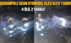 Şarampole uçan otomobil alev aldı:4 ölü, 2 yaralı!