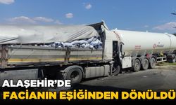 Alaşehir'de kömür yüklü tır LPG tankerine çarptı: 1 yaralı