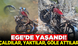 Motoru çalan hırsızlar sonrada göle attılar