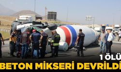 Beton mikserinin devrilmesi sonucu sürücü can verdi