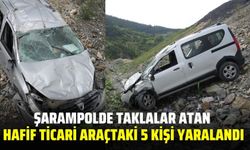 Hafif ticari araç şarampole yuvarlandı: 5 yaralı