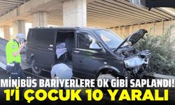 Minibüs bariyerlere saplandı: 1'i ağır 10 yaralı