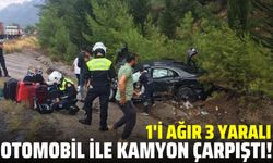 Otomobil ile kamyon çarpıştı: 1'i ağır 3 yaralı