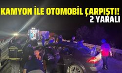 Otomobil ile kamyon çarpıştı: 2 yaralı