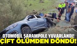 Otomobil şarampole yuvarlandı!