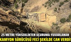 Uçuruma yuvarlanan kamyon sürücüsü can verdi!