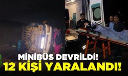 Virajı alamayan minibüs devrildi: 12 yaralı