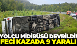 Yolcu midibüsü devrildi, 9 kişi yaralandı