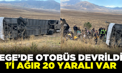 Ege'de turistleri taşıyan otobüs devrildi! 20 yaralı