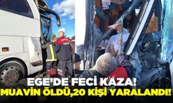 Ege'de yolcu otobüsü tıra arkadan çarptı: 1 ölü,20 yaralı