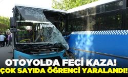 Halk otobüsü ile öğrenci servisi kafa kafaya çarpıştı: 25 yaralı