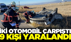 İki otomobilin çarpıştığı kazada 9 kişi yaralandı