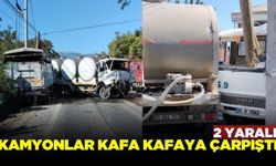 İzmir'de iki kamyon kafa kafaya çarpıştı: 2 yaralı