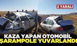 Şarampole yuvarlanan otomobilde 2 kişi yaralandı