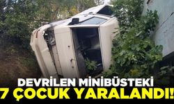 Kontrolden çıkan minibüs devrildi: 7 çocuk yaralandı