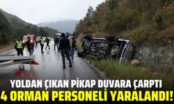 Kontrolden çıkan pikap duvara çarptı: 4 yaralı