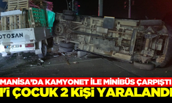 Manisa'da devrilen minibüsteki 1'i çocuk 2 kişi yaralandı