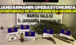 Manisa'da jandarmanın operasyonunda uyuşturucu ve tarihi eser ele geçirildi