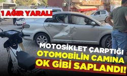 Motosiklet, otomobile saplandı: 1 ağır yaralı