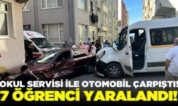 Okul servisi ile otomobil çarpıştı: 7 yaralı