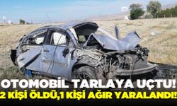 Tarlaya uçan otomobildeki 2 kişi öldü, 1 kişi ağır yaralandı