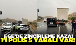 Ege'de polis aracının karıştığı zincirleme kazada 1'i polis 5 kişi yaralandı