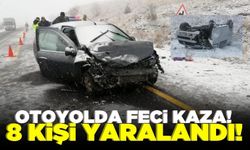 İki otomobil kafa kafaya çarpıştı: 8 yaralı