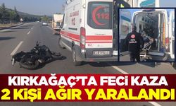 Kırkağaç'ta motosiklet kamyona çarptı: 2 ağır yaralı