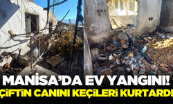 Manisa'da çıkan yangından keçi sayesinde kurtuldular