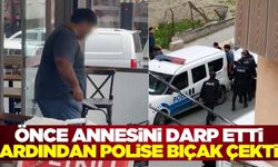 Polisin gözaltına almak istediği adam bıçak çekti; o anlar kamerada