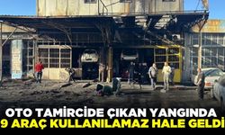 Oto tamir dükkanındaki araç alevlere teslim oldu: 9 araç kullanılamaz hale geldi