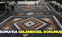 Soma'da o mahalleye kilim desenli taş döşeme yapıldı