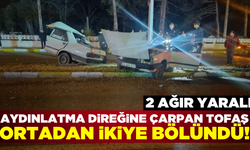 Edirne'de aydınlatma direğine çarpan Tofaş'ta 2 kişi ağır yaralandı