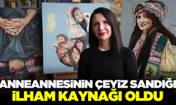 Ressam Zeliha Bazoğlu, 100 yıllık sandıktan çıkanları sanatla birleştirdi