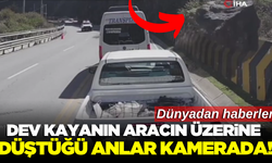 Dev kayanın kamyoneti kağıt gibi ezdiği anlar kamerada! 2 ölü 1 ağır yaralı