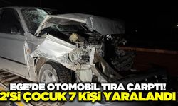 Ege'de otomobil tıra çarptı: 7 yaralı