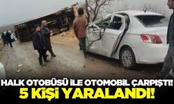 Gaziantep'te otomobil ile halk otobüsünün çarpıştığı kazada 5 kişi yaralandı