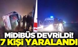 Konya'da işçileri taşıyan midibüsün devrilmesiyle 7 kişi yaralandı