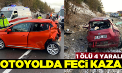 TEM Otoyolu'nda hurdaya dönen otomobillerde 1 kişi öldü 4 kişi yaralandı