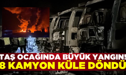 Tokat'ta taş ocağında çıkan büyük yangında 8 kamyon küle döndü