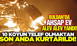 Buldan'da ahşap bağ ev alevlere teslim oldu!